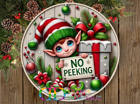 No peeking Elf wreath sign, Candy elf sign, xmas elf, xmas elf decor