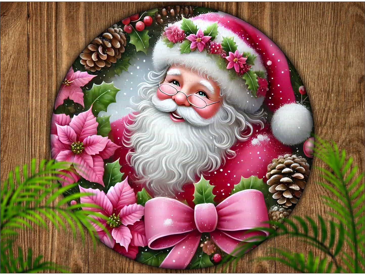 Pink Santa Christmas sign