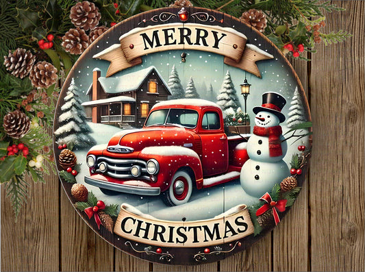 Merry Christmas Truck wreath sign