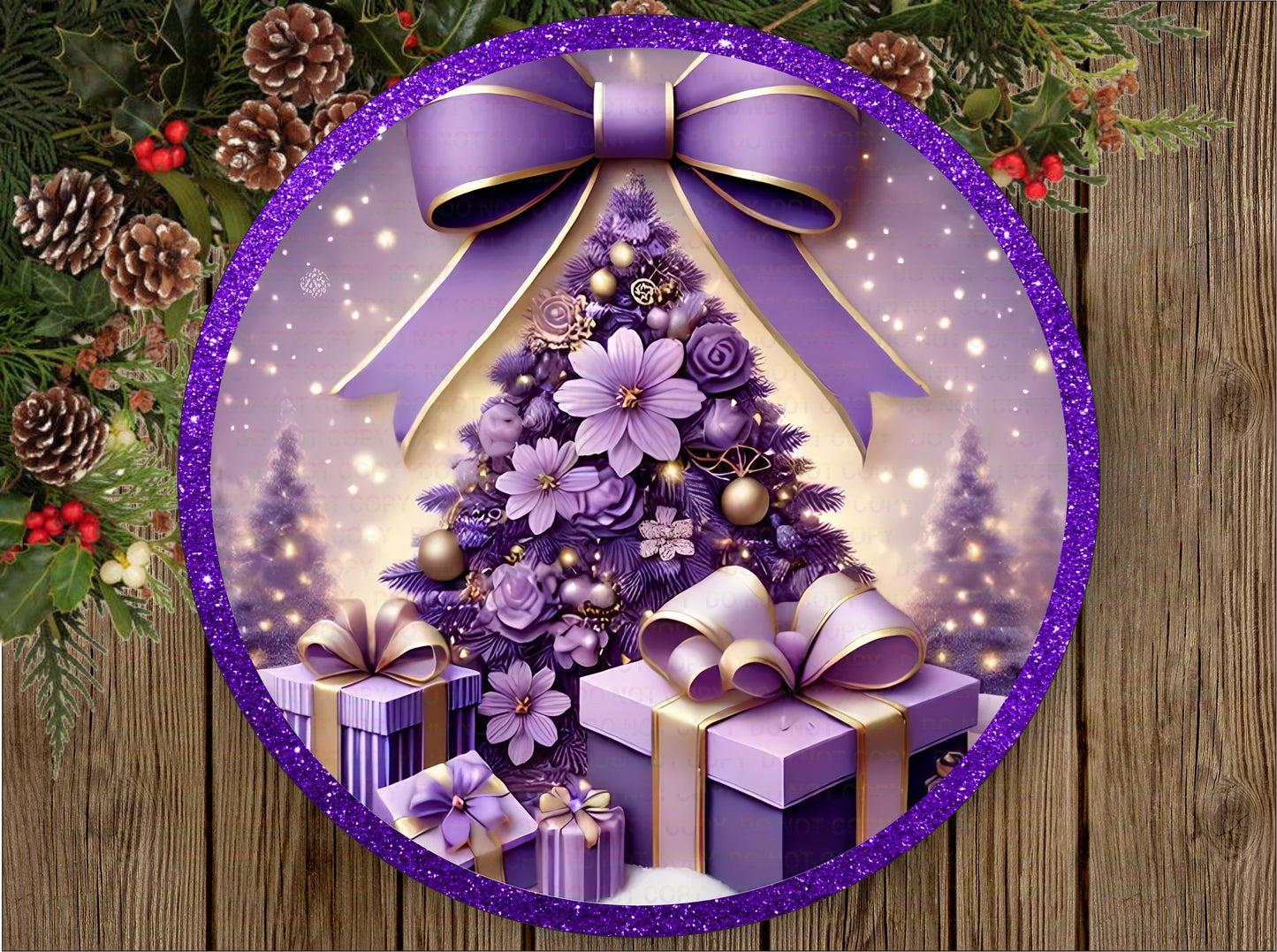 Purple xmas wreath sign, merry christmas sign, purple christmas, purple xmas decor