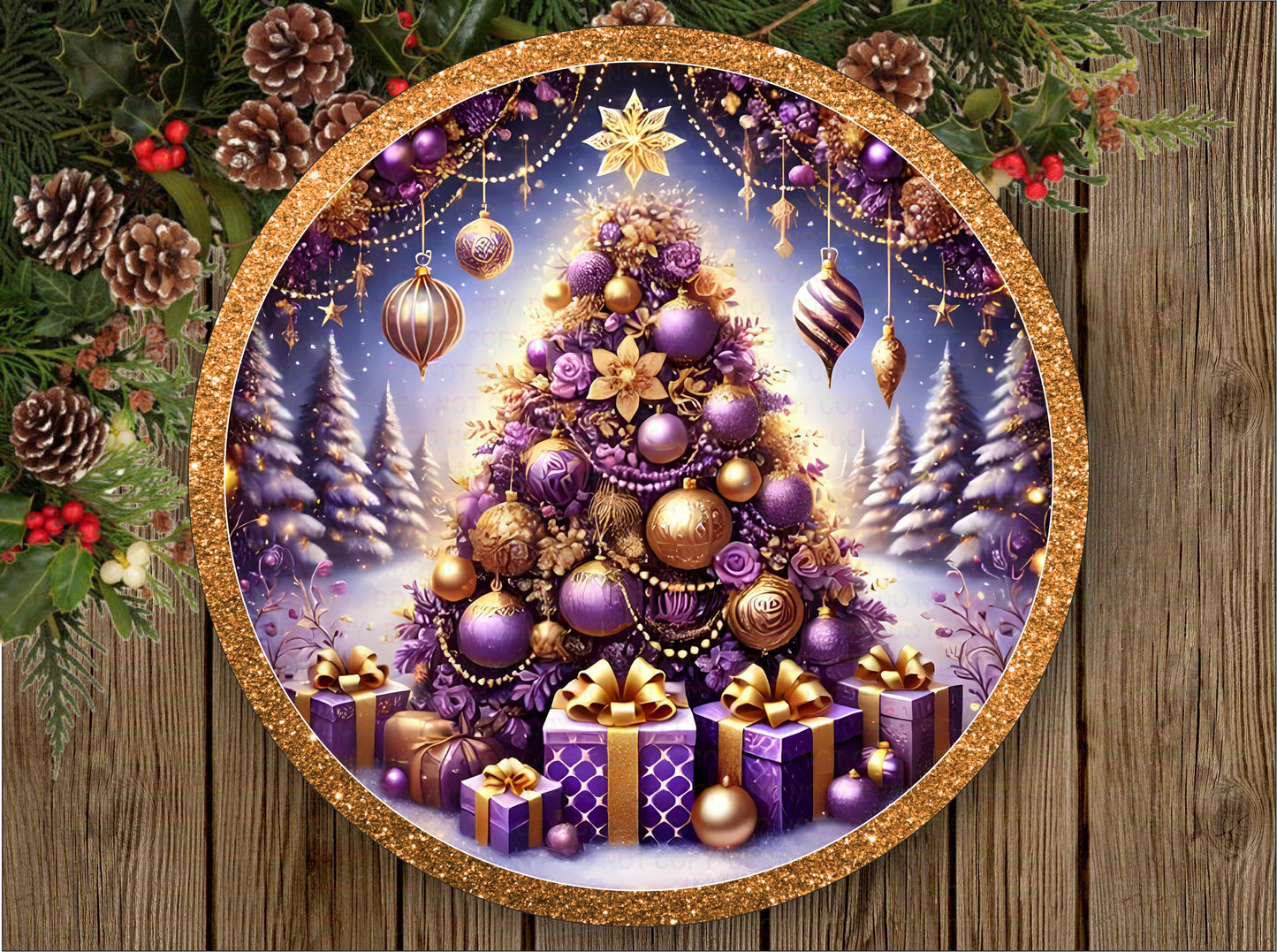 Purple xmas wreath sign, merry christmas sign, purple christmas, purple xmas decor